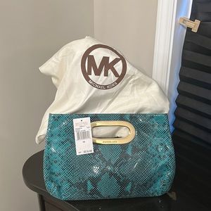 Michael Kors snake print clutch handbag